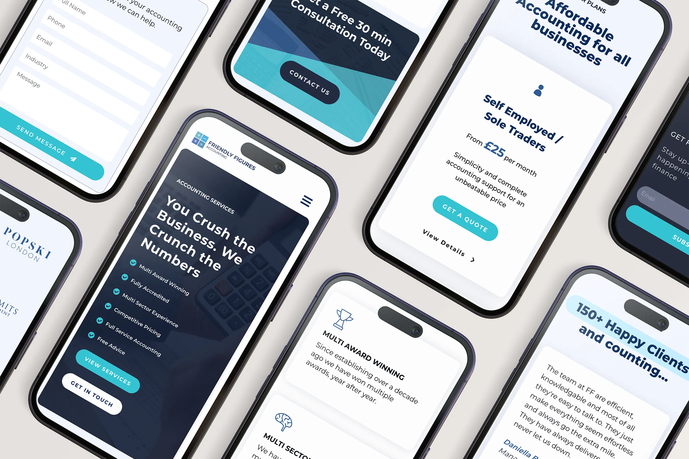 Accountants phones mockup website case study
